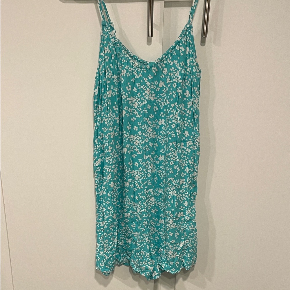 Aerie Small Turquoise Floral Print Romper